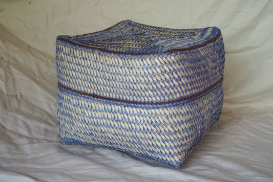 Handwoven Lidded Basket in Blue