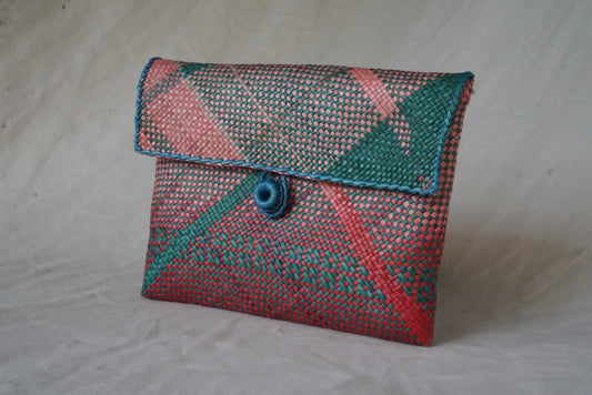 Handwoven Pouch in Red and Green