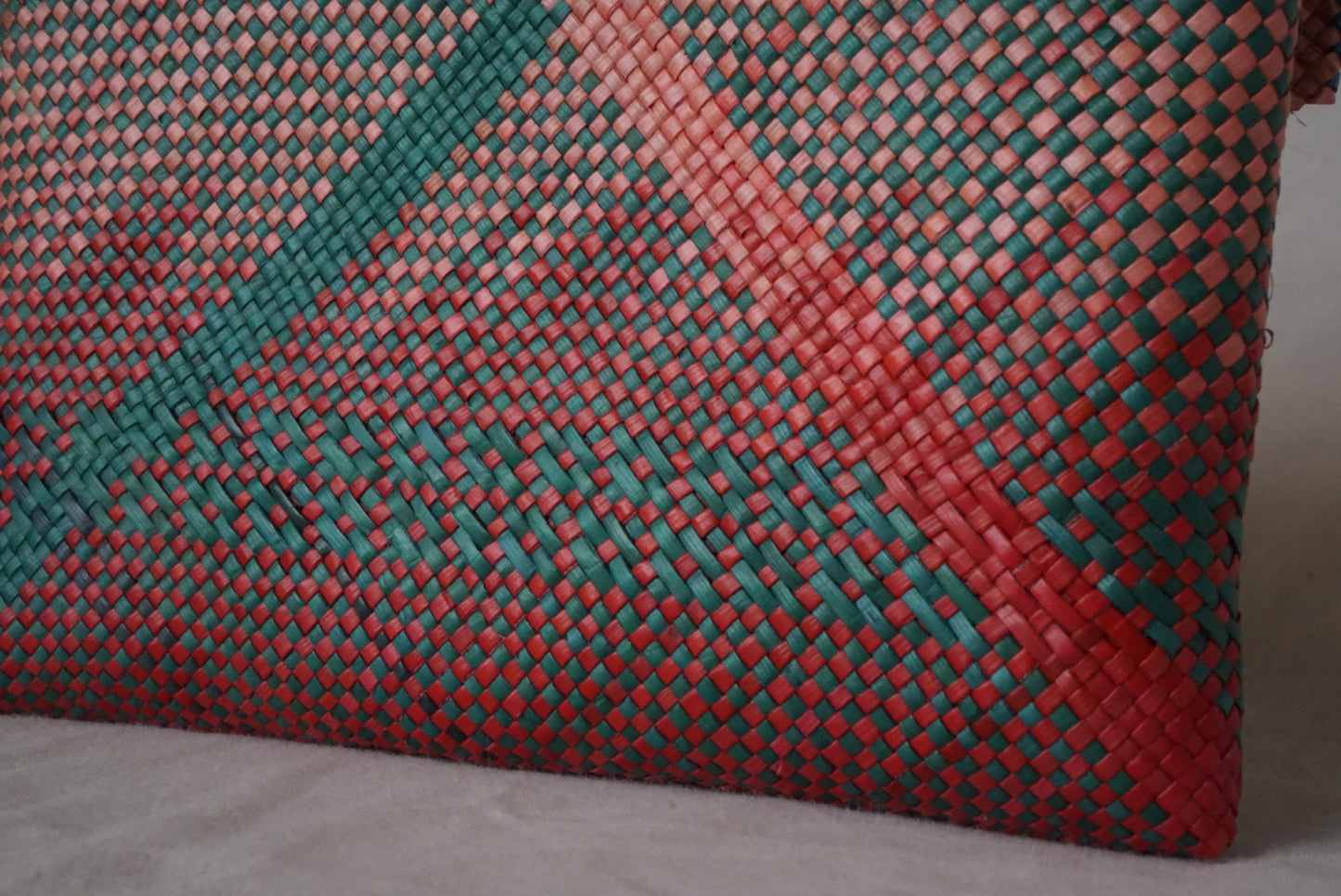 Handwoven Pouch in Red and Green